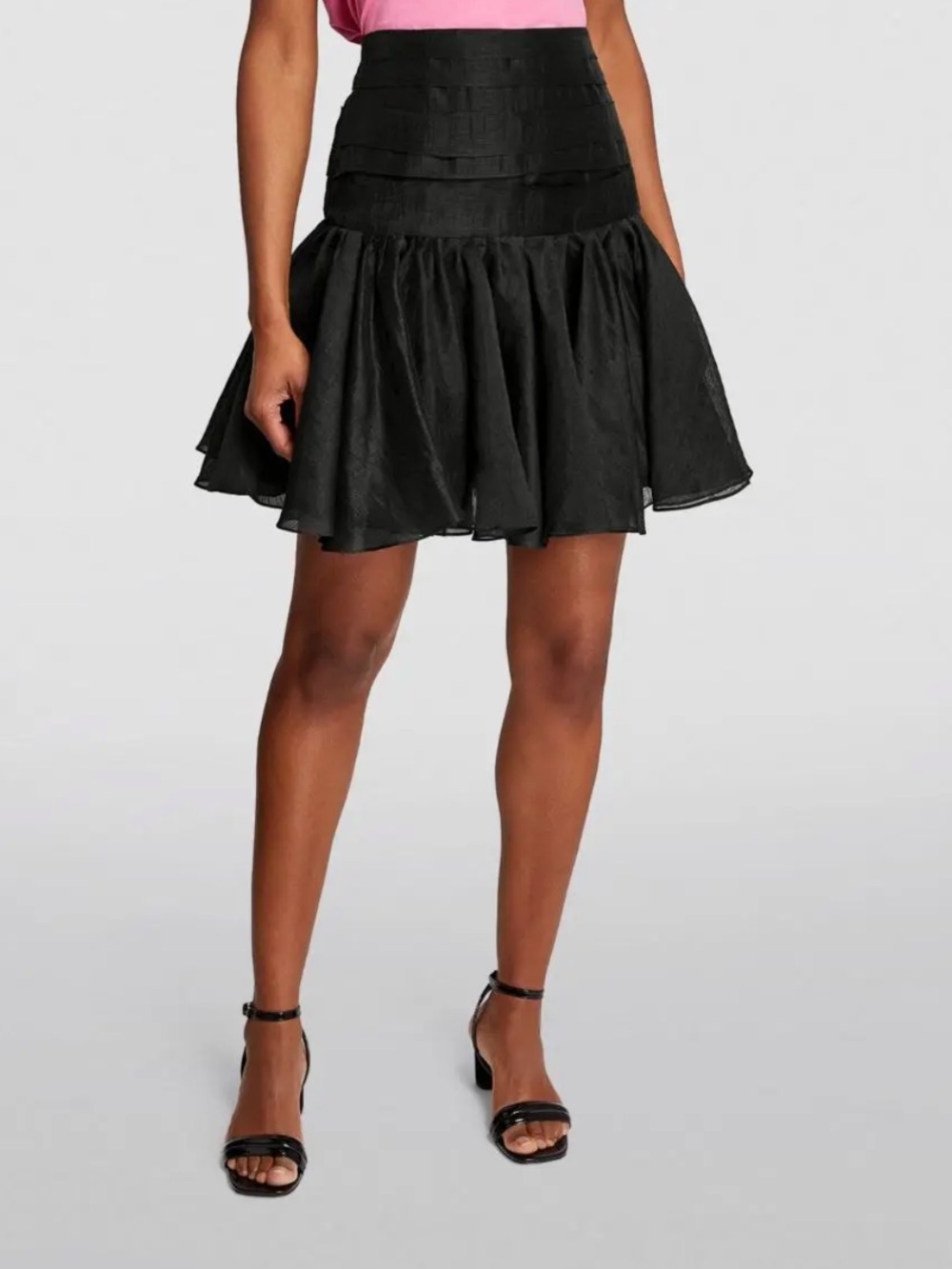 Sandro Linen Blend Ruffle Mini Skirt